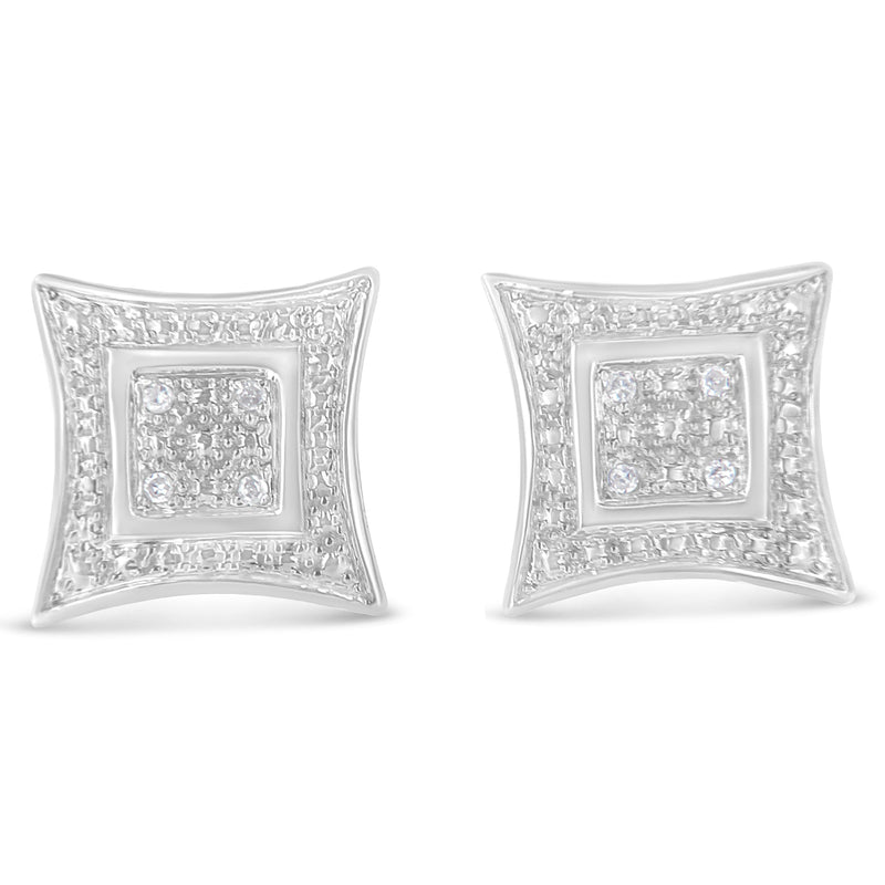 Bids.com .925 Sterling Silver Diamond Accented 4-Stone Four Pointed Star Shaped Halo-Style Stud Earrings (H-I Color, I2-I3 Clarity) Earrings White Smoke Rose.Sterling Silver / 0.04,White.Sterling Silver / 0.04
