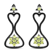 Bids.com 6.93 Carat Genuine Peridot and Black Spinel .925 Sterling Silver Earrings Earrings White Smoke
