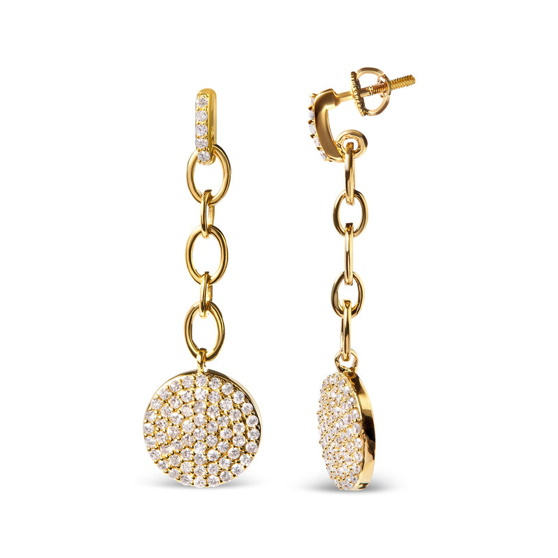 Bids.com 14K Yellow Gold 1.0 Cttw Diamond Chain Cluster Dangle Chain Earrings (I-J Color, I1-I2 Clarity) Earrings White Smoke Yellow.Gold / 1