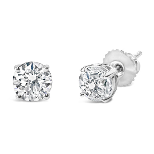 Bids.com .925 Sterling Silver 1.0 Cttw Round Brilliant Cut Lab Grown Diamond 4-Prong Classic Solitaire Stud Earrings (F-G Color, VS2-SI1 Clarity) Earrings White Smoke White.Sterling Silver / 1