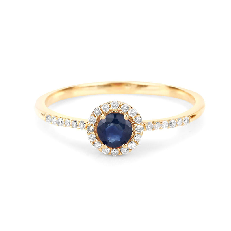 Bids.com 0.38 Carat Genuine Blue Sapphire and White Diamond 14K Yellow Gold Ring Rings White Smoke size 5.00,size 6.00,size 7.00,size 8.00,size 9.00