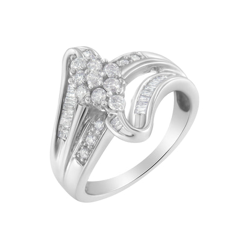 Bids.com 10K White Gold 1/2 cttw Diamond Cluster Ring (H-I Clarity, I2-I3 Color) - Size 6 Rings White Smoke 7 / White.Gold,8 / White.Gold,6 / White.Gold