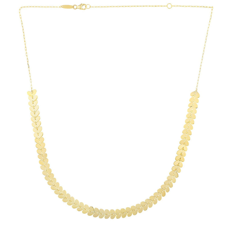 Bids.com 14k Yellow Gold Polished Heart Link Chain Necklace Necklaces White Smoke 18 / Yellow Gold