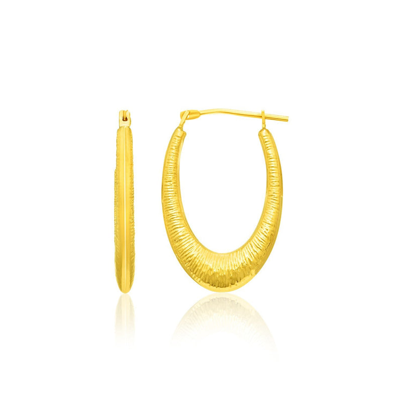 Bids.com 14k Yellow Gold Hoop Earrings in a Graduated Texture Style Earrings White Smoke Yellow Gold