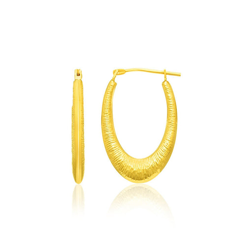 Bids.com 14k Yellow Gold Hoop Earrings in a Graduated Texture Style Earrings White Smoke Yellow Gold