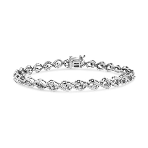 Bids.com .925 Sterling Silver 1/10 Cttw Round-Cut Diamond Links of Flame Bracelet (I-J Color, I3) - 7.25" Bracelets White Smoke White.Sterling Silver / 7.25