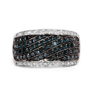 Bids.com 0.80 Carat Genuine Blue Diamond and White Diamond .925 Sterling Silver Ring Rings Dark Slate Gray size 7.00,size 8.00,size 6.00,size 9.00
