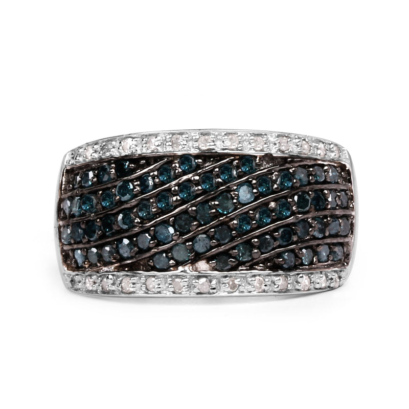 Bids.com 0.80 Carat Genuine Blue Diamond and White Diamond .925 Sterling Silver Ring Rings Dark Slate Gray size 7.00,size 8.00,size 6.00,size 9.00