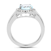 Bids.com 2.37 Carat Genuine Blue Topaz and White Topaz .925 Sterling Silver Ring Rings White Smoke size 7.00,size 8.00,size 9.00,size 5.00,size 6.00,size 10.00
