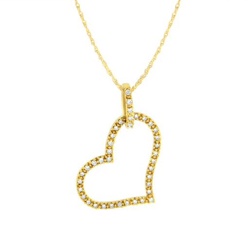 Bids.com 10K Yellow Gold 1/4 cttw Prong Set Round-Cut Diamond Open Heart 18" Pendant Necklace (K-L Color, I1-I2 Clarity) Necklaces White Smoke Yellow.Gold / 18