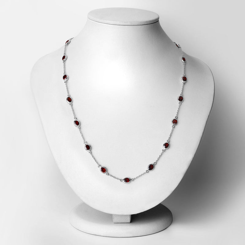 Bids.com 8.10 Carat Genuine Garnet .925 Sterling Silver Necklace Necklaces Lavender size 18.00
