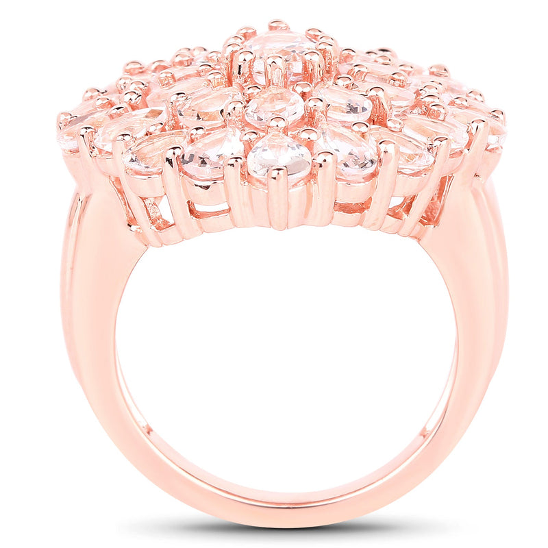Bids.com 18K Rose Gold Plated 4.55 Carat Genuine Morganite .925 Sterling Silver Ring Rings White Smoke size 6.00,size 7.00,size 8.00,size 5.00,size 9.00