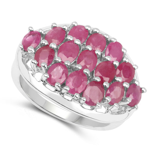 Bids.com 3.00 Carat Genuine Ruby .925 Sterling Silver Ring Rings White Smoke size 6.50,size 7.50,size 6.00,size 7.00,size 8.00,size 5.00,size 9.00