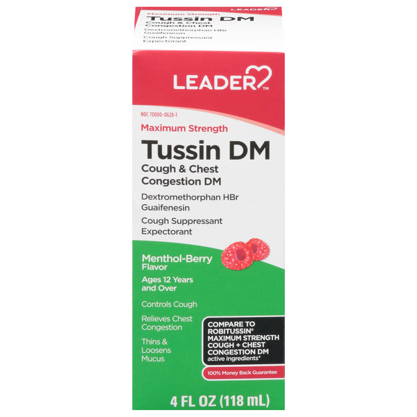 Leader Leader™ Maximum Strength Tussin DM Cough & Chest Congestion 400 mg - 20 mg Menthol-Berry Liquid Medicine & Drugs Lavender