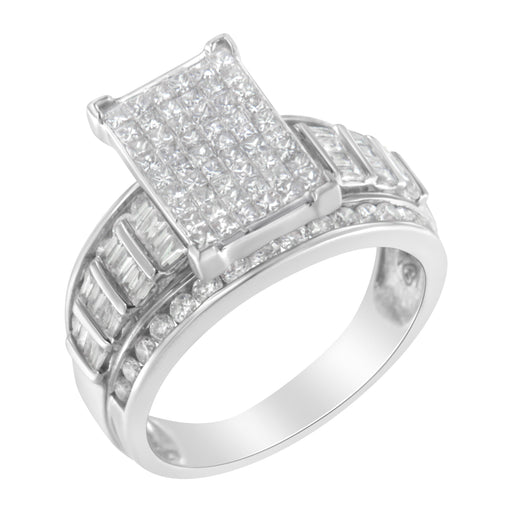 Bids.com 14K White Gold 2.0 Cttw Mixed-Cut Diamond Rectangle Invisible-Set Composite Cluster Ring with Bar- and Channel-Set Band (H-I Color, SI2-I1 Clarity) - Size 5 Rings White Smoke 9.5 / White.Gold,7.5 / 14k White Gold,5 / White.Gold,7 / White.Gold