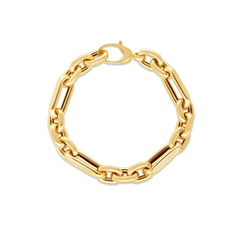 Bids.com 14k Yellow Gold Italian Alternating Paperclip Oval Links Bracelet (9.30 mm) Bracelets White Smoke 7.5 / Yellow Gold