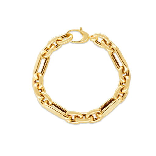 Bids.com 14k Yellow Gold Italian Alternating Paperclip Oval Links Bracelet (9.30 mm) Bracelets White Smoke 7.5 / Yellow Gold