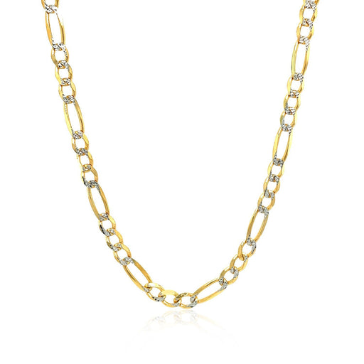 Bids.com 4.0mm 14K Yellow Gold Solid Pave Figaro Chain Necklaces White Smoke 18 / Two-Tone Gold,20 / Two-Tone Gold,22 / Two-Tone Gold,24 / Two-Tone Gold,One / Two-Tone Gold