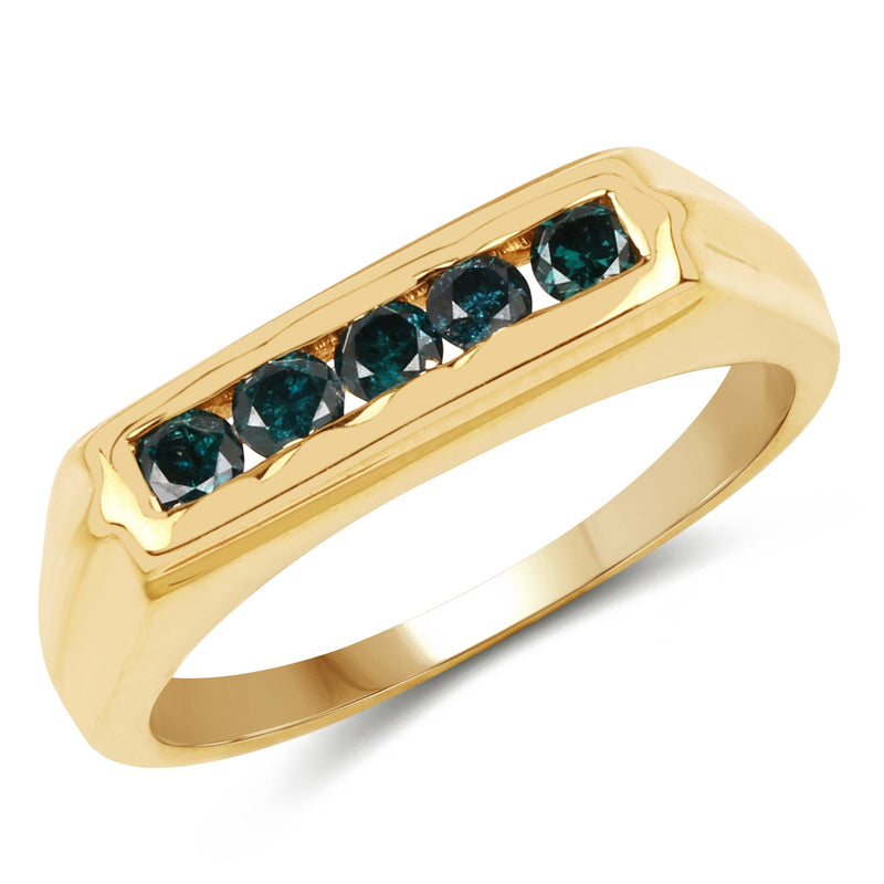 Bids.com 14K Yellow Gold Plated 0.50 Carat Genuine Blue Diamond .925 Sterling Silver Ring Rings White Smoke size 8.00,size 9.00,size 9.50,size 6.00,size 7.00