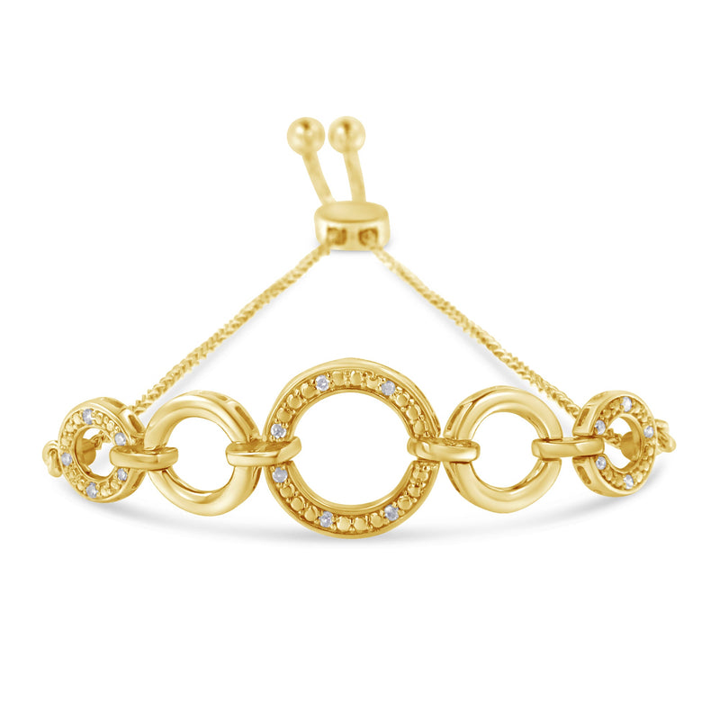 Bids.com 10K Yellow Gold over .925 Sterling Silver Diamond Accented Graduated Infinity Open Circle 6â€-9â€ Adjustable Bolo Bracelet Bracelets White Smoke Yellow.Sterling Silver / 7