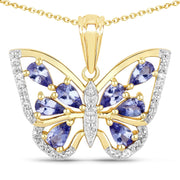 Bids.com 1.75 Carat Genuine Tanzanite and White Zircon .925 Sterling Silver Pendant Pendants White Smoke