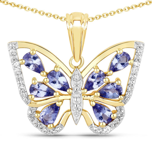 Bids.com 1.75 Carat Genuine Tanzanite and White Zircon .925 Sterling Silver Pendant Pendants White Smoke