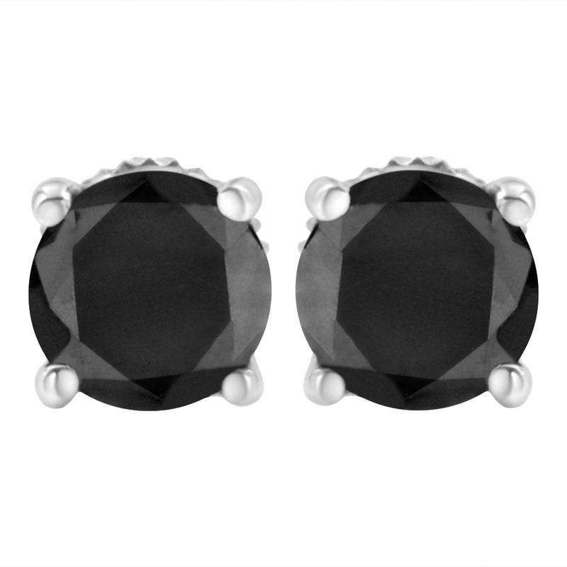 Bids.com 14K White Gold 2.00 Cttw Round Brilliant-Cut Black Diamond Classic 4-Prong Stud Earrings with Screw Backs (Fancy Color-Enhanced, I2-I3 Clarity) Earrings Dark Slate Gray White.Gold / 2,White.Gold / 0.5,White.Gold / 4,White.Gold / 1,White.Gold / 3,White.Gold / 6,White.Gold / 5