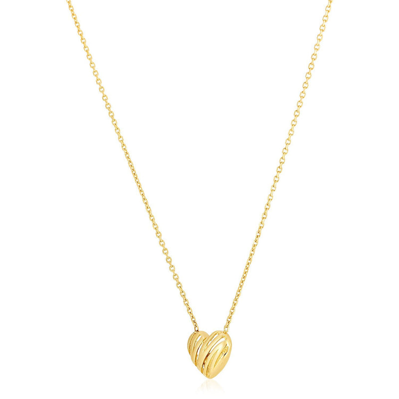 Bids.com 14k Yellow Gold High Polish Scribbles Heart Necklace Necklaces White Smoke 18 / Yellow Gold