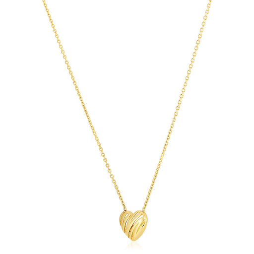 Bids.com 14k Yellow Gold High Polish Scribbles Heart Necklace Necklaces White Smoke 18 / Yellow Gold