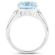 Bids.com 4.58 Carat Genuine Blue Topaz and White Topaz .925 Sterling Silver Ring Rings White Smoke size 6.00,size 7.00,size 8.00,size 5.00,size 9.00,size 11.50