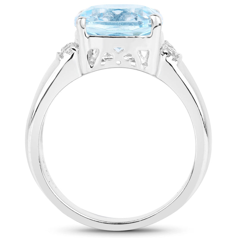 Bids.com 4.58 Carat Genuine Blue Topaz and White Topaz .925 Sterling Silver Ring Rings White Smoke size 6.00,size 7.00,size 8.00,size 5.00,size 9.00,size 11.50
