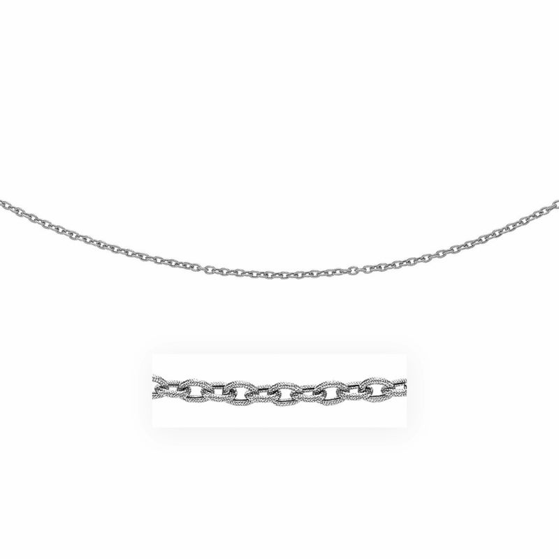 Bids.com 3.5mm 14k White Gold Pendant Chain with Textured Links Necklaces White Smoke 16 / White Gold,18 / White Gold,20 / White Gold
