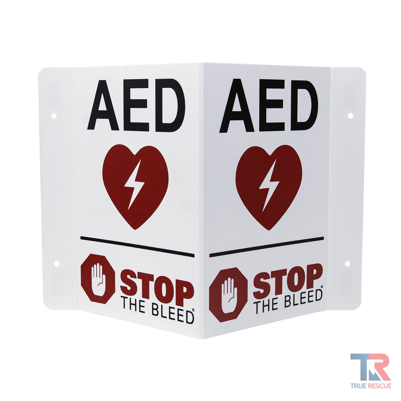 True Rescue Transforming AED / STB Wall Sign Bleeding Control Sign Light Gray
