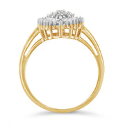 Bids.com 10K Yellow Gold 1/2 Cttw Round & Baguette Cut Diamond Pear Shaped Domed PavÃ© Cluster with Halo Cocktail Ring (J-K Color, I1-I2 Clarity) - Size 4-1/4 Rings White Smoke 9 / Yellow.Gold,8 / Yellow.Gold,7.25 / Yellow.Gold,7 / Yellow.Gold,6.5 / Yellow.Gold,6 / Yellow.Gold,4.25 / Yellow.Gold,7.5 / Yellow.Gold