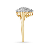 Bids.com 10K Yellow Gold 1/2 Cttw Round & Baguette Cut Diamond Pear Shaped Domed PavÃ© Cluster with Halo Cocktail Ring (J-K Color, I1-I2 Clarity) - Size 4-1/4 Rings White Smoke 9 / Yellow.Gold,8 / Yellow.Gold,7.25 / Yellow.Gold,7 / Yellow.Gold,6.5 / Yellow.Gold,6 / Yellow.Gold,4.25 / Yellow.Gold,7.5 / Yellow.Gold