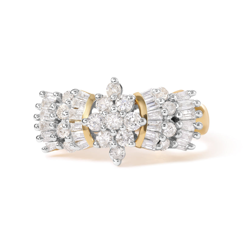 Bids.com 10K Yellow Gold 1.00 Cttw Diamond Starburst Ring Band (H-I Color, I1-I2 Clarity) - Ring Size 7 Rings White Smoke 7 / Yellow.Gold