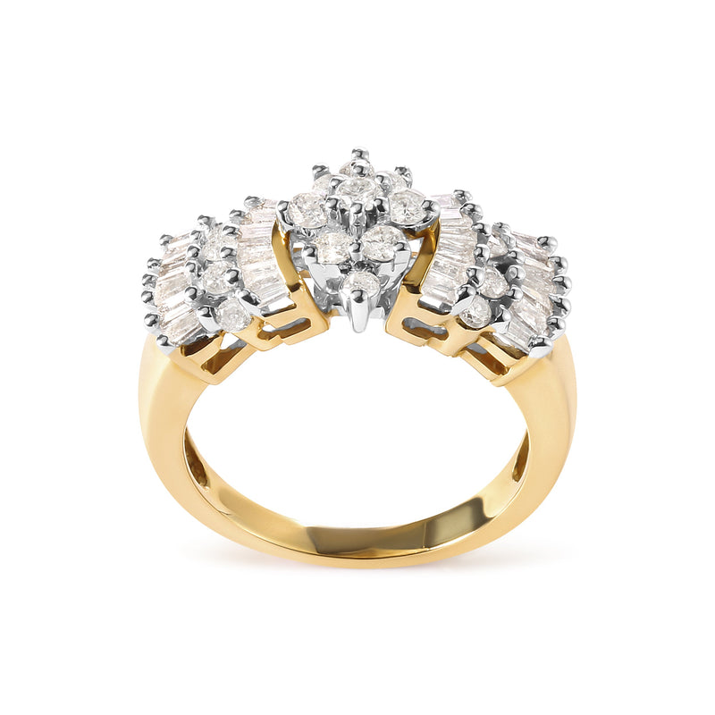 Bids.com 10K Yellow Gold 1.00 Cttw Diamond Starburst Ring Band (H-I Color, I1-I2 Clarity) - Ring Size 7 Rings White Smoke 7 / Yellow.Gold