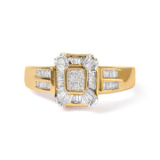 Bids.com 10K Yellow Gold 1/2 Cttw Diamond Composite and Halo Ring (H-I Color, SI1-SI2 Clarity) - Ring Size 7 Rings White Smoke 7 / Yellow.Gold