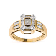 Bids.com 10K Yellow Gold 1/2 Cttw Diamond Composite and Halo Ring (H-I Color, SI1-SI2 Clarity) - Ring Size 7 Rings White Smoke 7 / Yellow.Gold