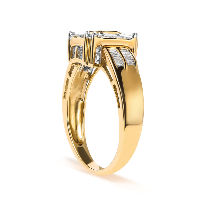 Bids.com 10K Yellow Gold 1/2 Cttw Diamond Composite and Halo Ring (H-I Color, SI1-SI2 Clarity) - Ring Size 7 Rings White Smoke 7 / Yellow.Gold