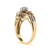 Bids.com 10K Yellow Gold 1/2 Cttw Round and Baguette Diamond Flower Swirl Cocktail Ring (I-J Color, SI2-I1 Clarity) - Ring Size 7 Rings White Smoke 7 / Yellow.Gold