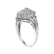 Bids.com 10K White Gold 1/2 Cttw Diamond Pear Shaped Cluster Ring (H-I Color, I1-I2 Clarity) - Ring Size 7 Rings White Smoke 7 / White.Gold