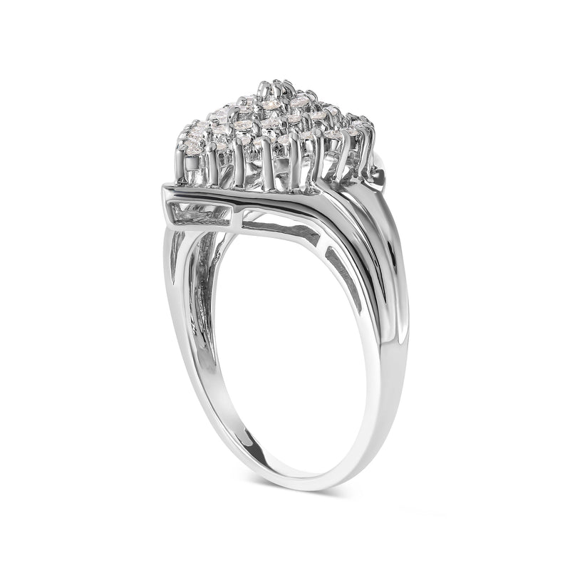 Bids.com 10K White Gold 1/2 Cttw Diamond Pear Shaped Cluster Ring (H-I Color, I1-I2 Clarity) - Ring Size 7 Rings White Smoke 7 / White.Gold