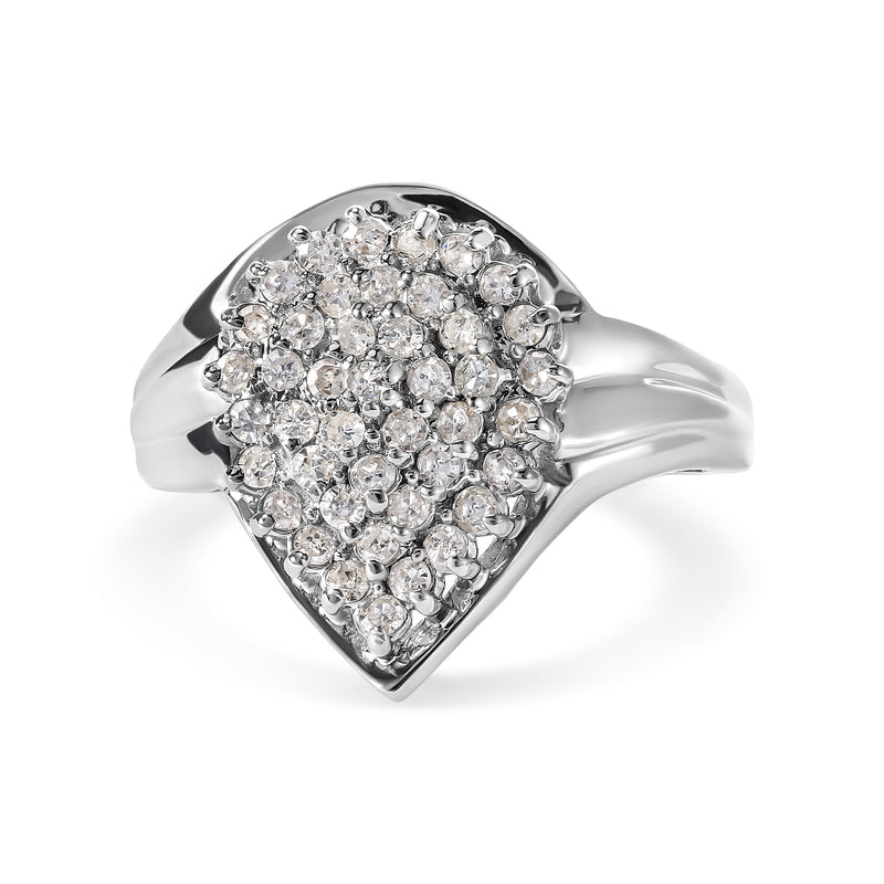Bids.com 10K White Gold 1/2 Cttw Diamond Pear Shaped Cluster Ring (H-I Color, I1-I2 Clarity) - Ring Size 7 Rings White Smoke 7 / White.Gold