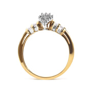 Bids.com 10K Yellow Gold 1/2 Cttw Diamond Pear Shaped Head and Multi Row Channel Set  Shank Ring (H-I Color, SI2-I1 Clarity) - Ring Size 7 Rings White Smoke 7 / Yellow.Gold