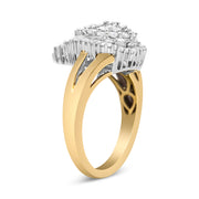 Bids.com 14K Yellow and White Gold 1.00 Cttw Round and Baguette-Cut Diamond Ballerina Cocktail Ring (H-I Color, SI2-I1 Clarity) Rings White Smoke 7 / YellowWhite.Gold