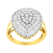 Bids.com 10K Yellow Gold 1.0 Cttw Round and Baguette Cut Diamond Oval Shaped Cluster Ring (I-J Color, I1-I2 Clarity) - Size 7 Rings White Smoke 8 / Yellow.Gold,7 / Yellow.Gold,6 / Yellow.Gold,9 / Yellow.Gold