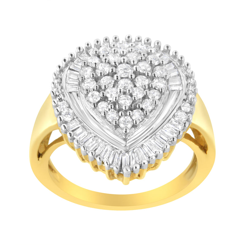 Bids.com 10K Yellow Gold 1.0 Cttw Round and Baguette Cut Diamond Oval Shaped Cluster Ring (I-J Color, I1-I2 Clarity) - Size 7 Rings White Smoke 8 / Yellow.Gold,7 / Yellow.Gold,6 / Yellow.Gold,9 / Yellow.Gold