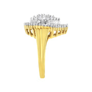 Bids.com 10K Yellow Gold 1.0 Cttw Round and Baguette Cut Diamond Oval Shaped Cluster Ring (I-J Color, I1-I2 Clarity) - Size 7 Rings White Smoke 8 / Yellow.Gold,7 / Yellow.Gold,6 / Yellow.Gold,9 / Yellow.Gold