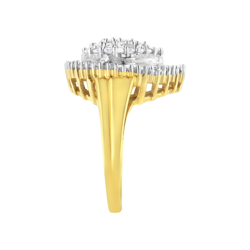 Bids.com 10K Yellow Gold 1.0 Cttw Round and Baguette Cut Diamond Oval Shaped Cluster Ring (I-J Color, I1-I2 Clarity) - Size 7 Rings White Smoke 8 / Yellow.Gold,7 / Yellow.Gold,6 / Yellow.Gold,9 / Yellow.Gold